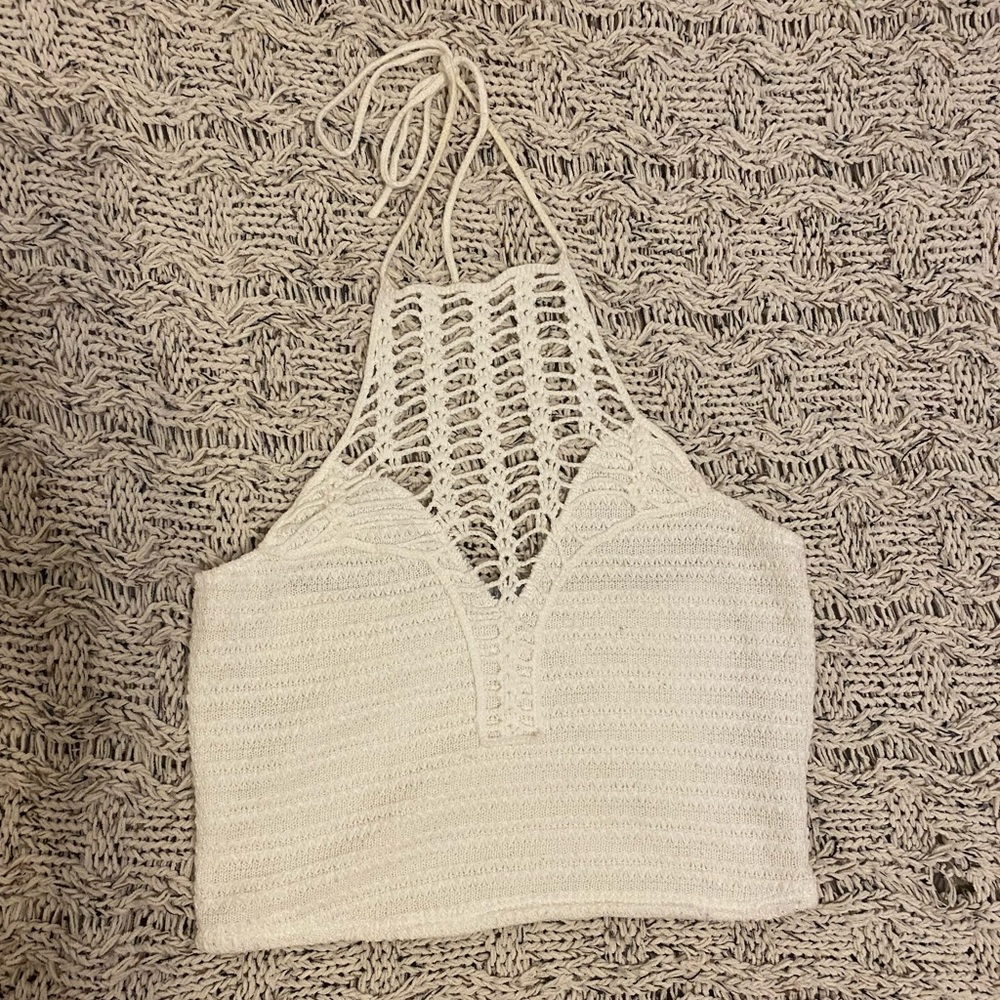 White Knitted Halter Top